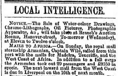 Newspaper clipping, Liverpool Mercury, August 26, 1862