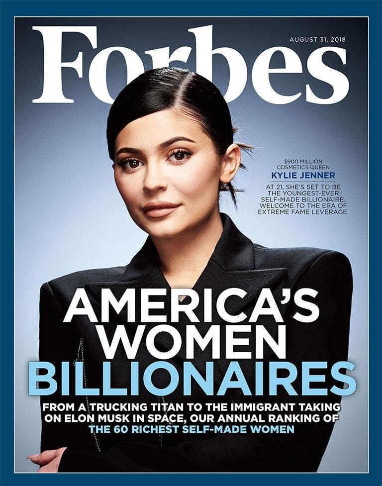 Jenner on the August 31, 2018 issue of Forbes