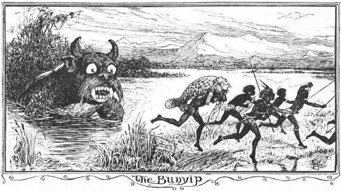 Brown Fairy Book illustration for 'The Bunyip'