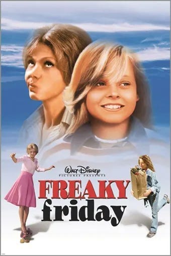 Young Jodie Foster in the original Freaky Friday movie poster.