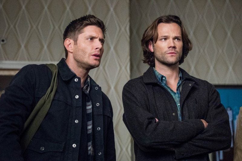 jared padalecki jensen ackles arms folded for supernatural devils bargain