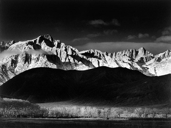 Black and white landscape photo from Ansel Adams