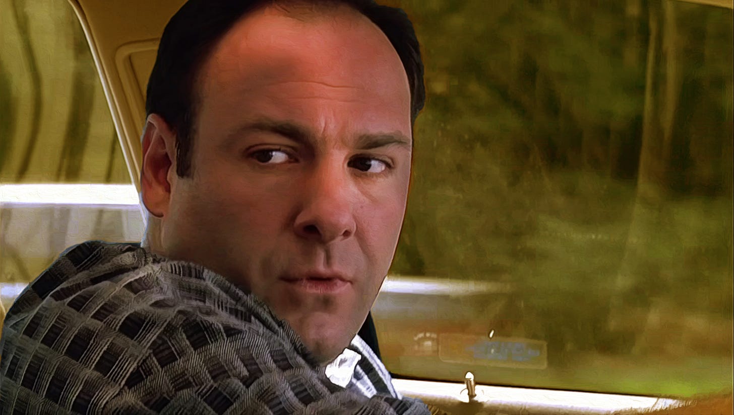 Tony Soprano looking surprised