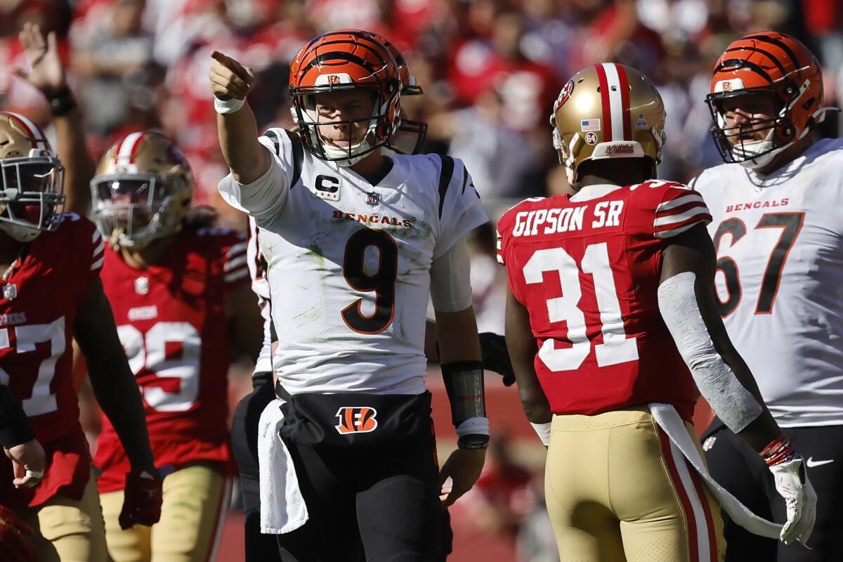 Burrow throws 3 TD passes to lead the Bengals past the 49ers 31-17 - The  San Diego Union-Tribune