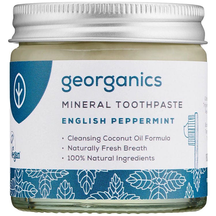 Pot of Georganics English Peppermint Mineral Toothpaste