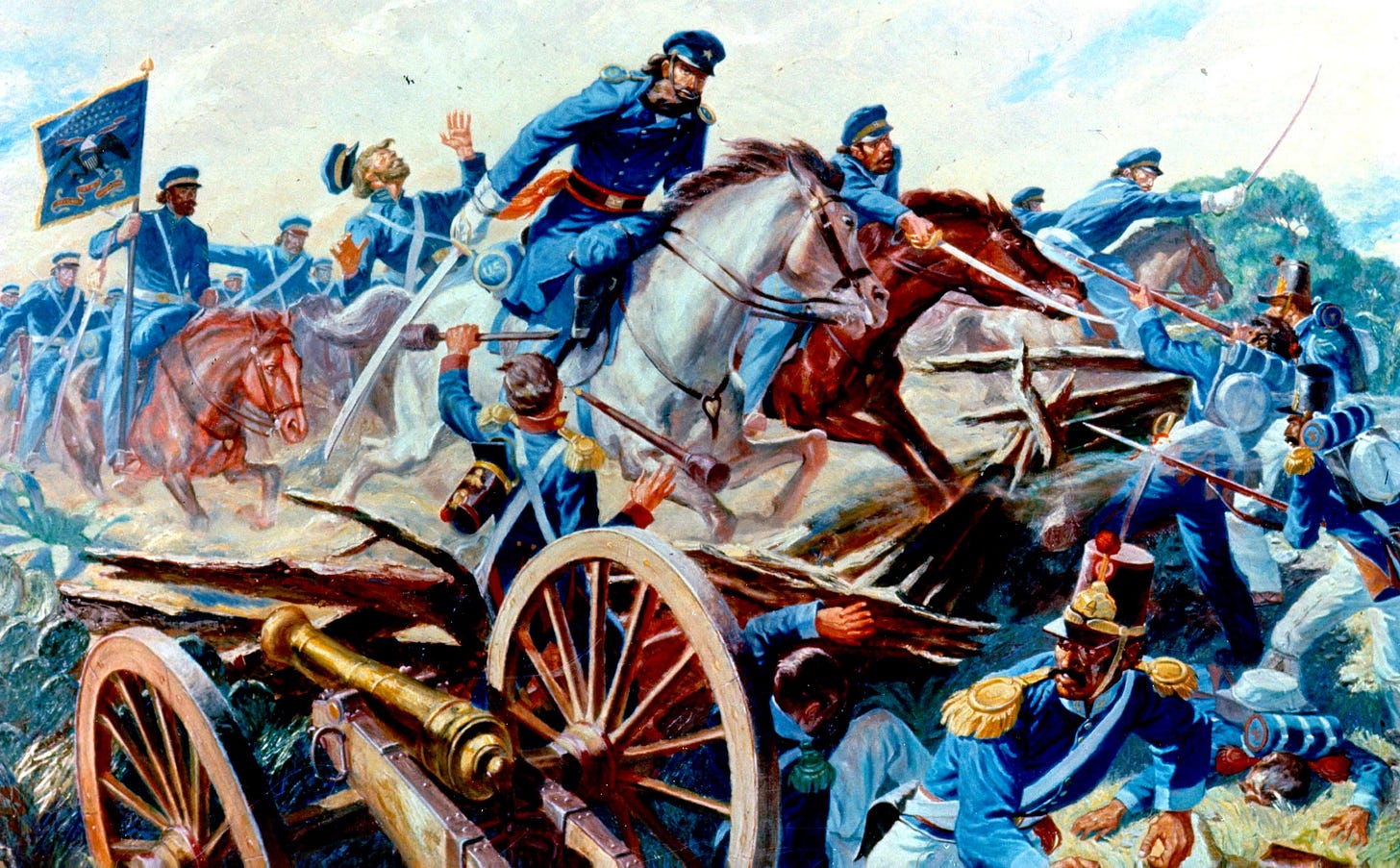 Painting of the Battle of Resaca de la Palma, fought at the end of the siege at Fort Texas. The painting is part of the U.S. Army in Action Series.