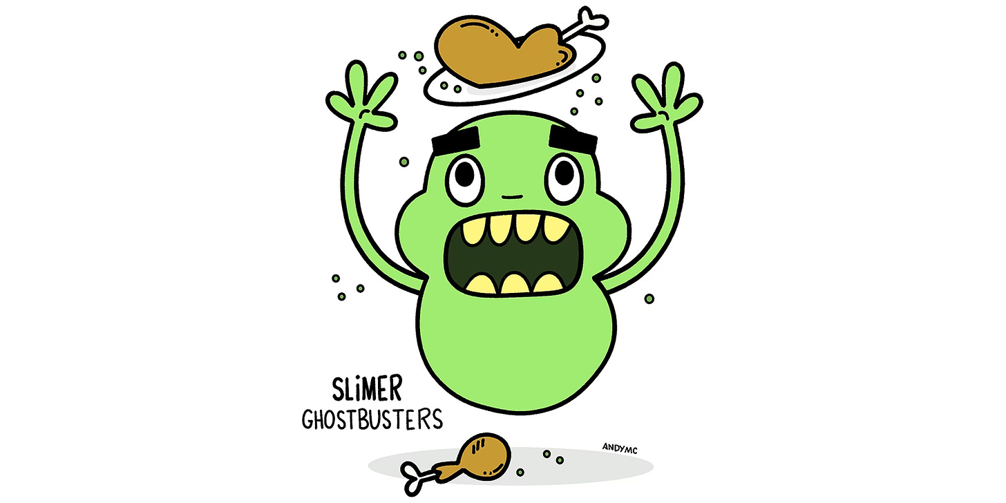 an illustration of Slimer from the movie Ghostbusters 