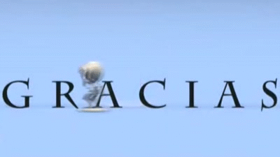 GIF of the Pixar lamp jumping on the A in "Gracias."