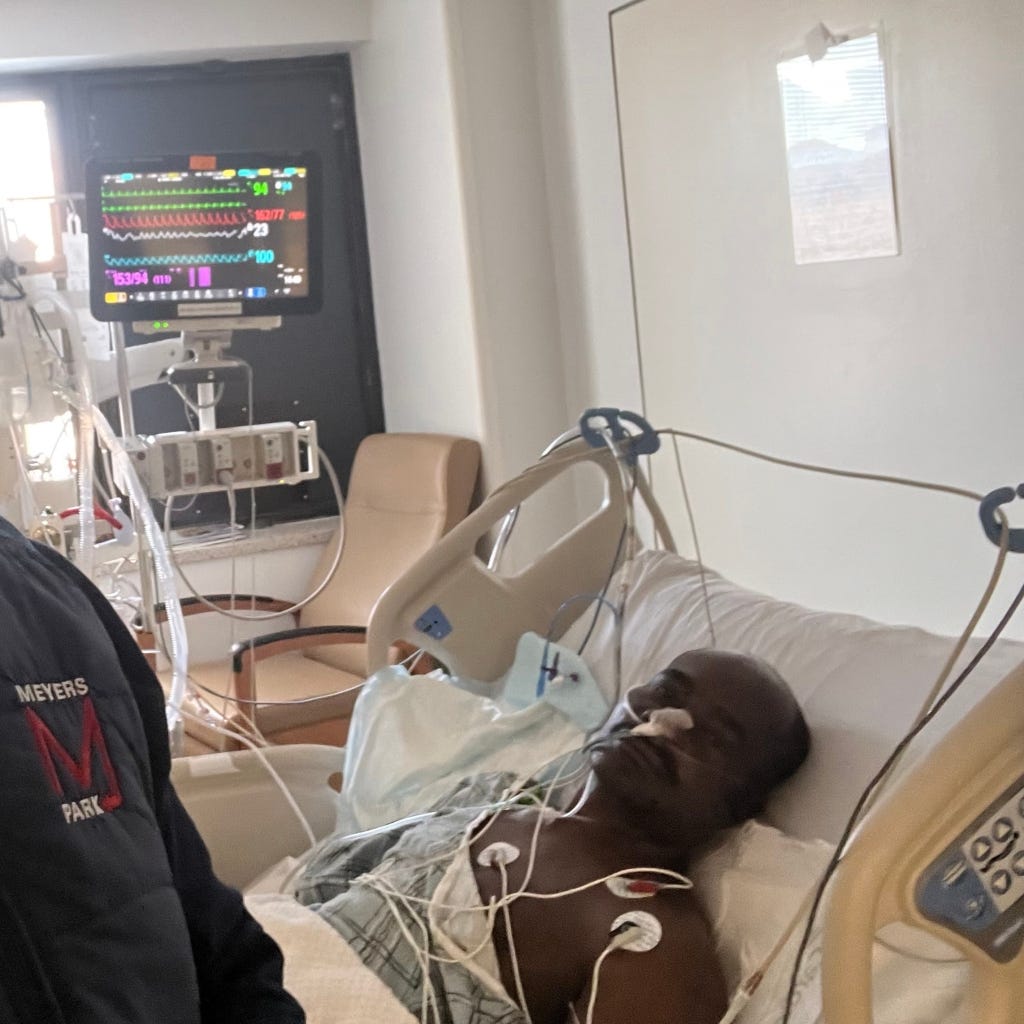 Manhattan parking garage worker Moussa Diarra is seen in the hospital Sunday, April 2, 2023, in a photo provided to the Post.