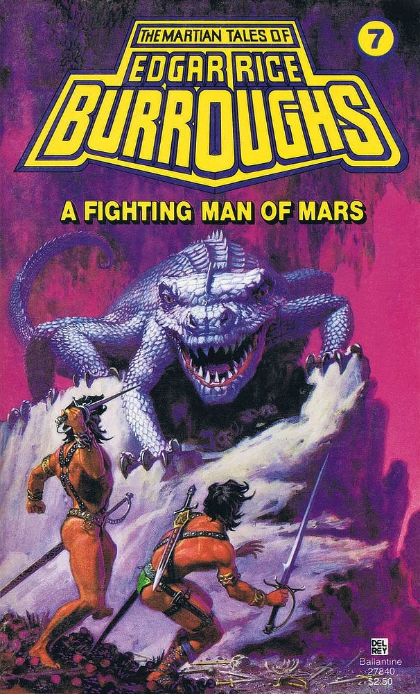 Book cover for A FIGHTING MAN OF MARS by Edgar Rice Burroughs, published by Ballantine Books.