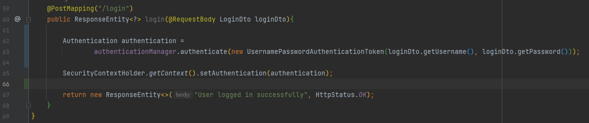 Login method inside of the Auth controller showing the login logic
