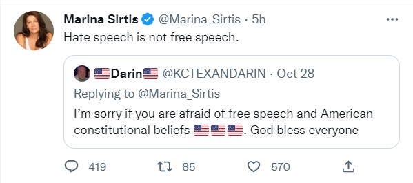Image - Marina Sirtis Hate Speech Tweet