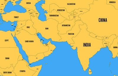 map of China & Middle East