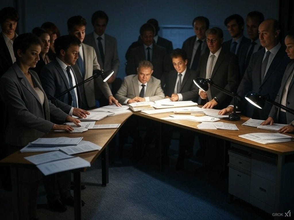 May be an image of 9 people, people studying and suit