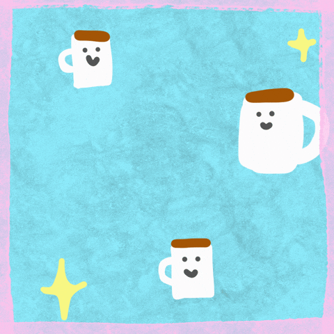 An animated coffee cup tips over and the spill says morning An animated coffee cup tips over and the spill says morning