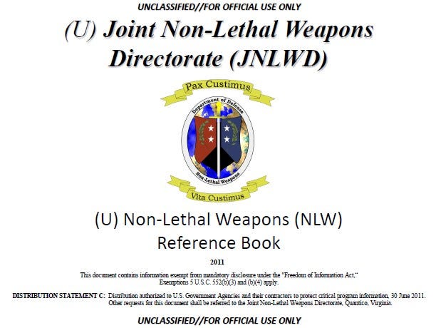 Joint Non Lethal Weapons Directorate JNLWD FOIA NLW Reference Book