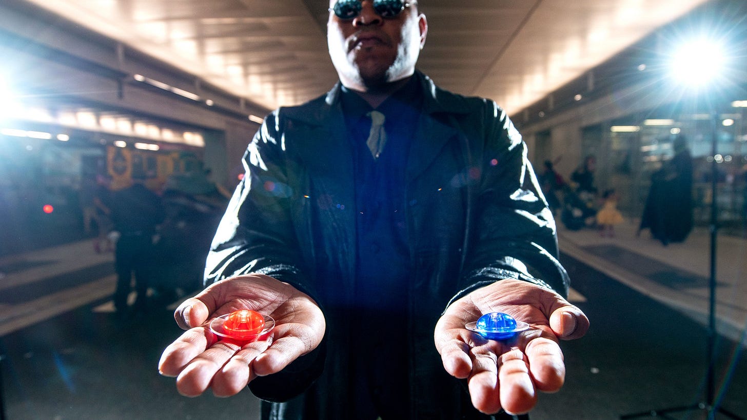 The Biggest 'Matrix' Question of All: Red Pill or Blue Pill ...