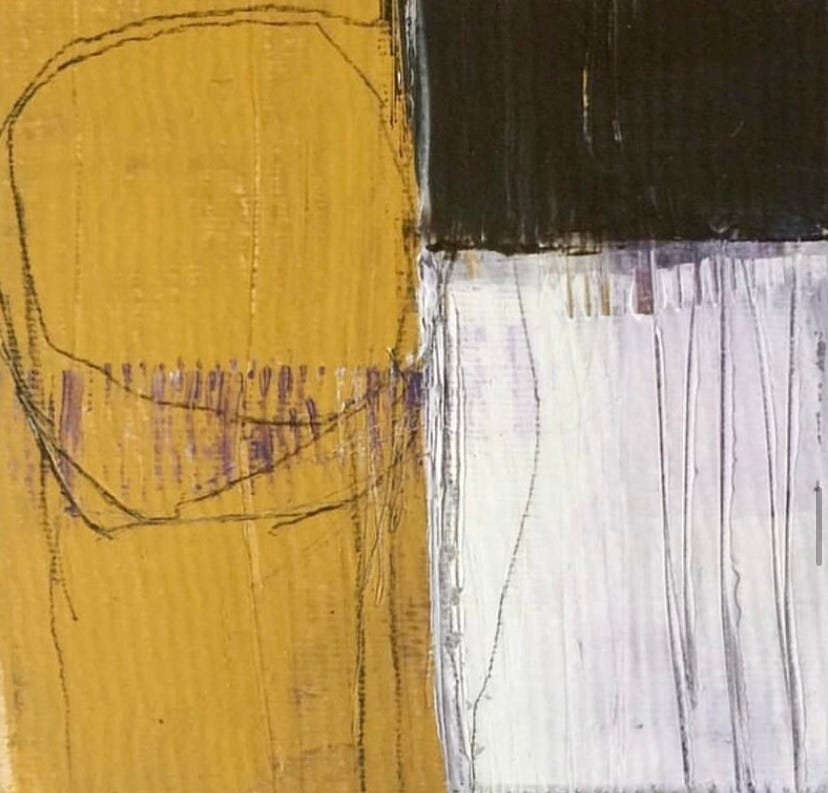 abstract art in yellow, brown and white