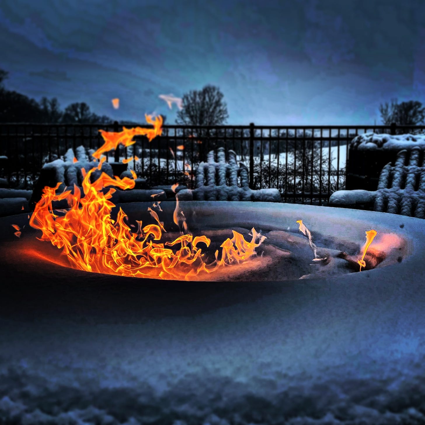 Fire Pit in the Snow- Image by Shawn R. Metivier, 2022
