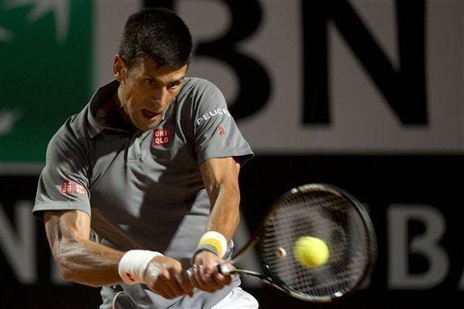 novak djokovic returns to tomaz bellucci 2015 rome open