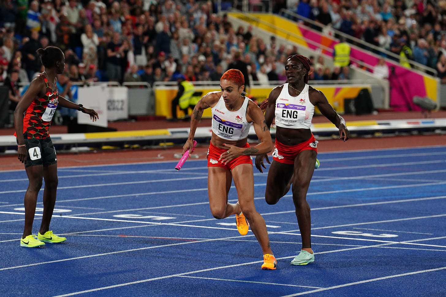 Jodie Williams steps out of lane during the Women's 400m Final at the 2022 Commonwealth Games in Birmingham