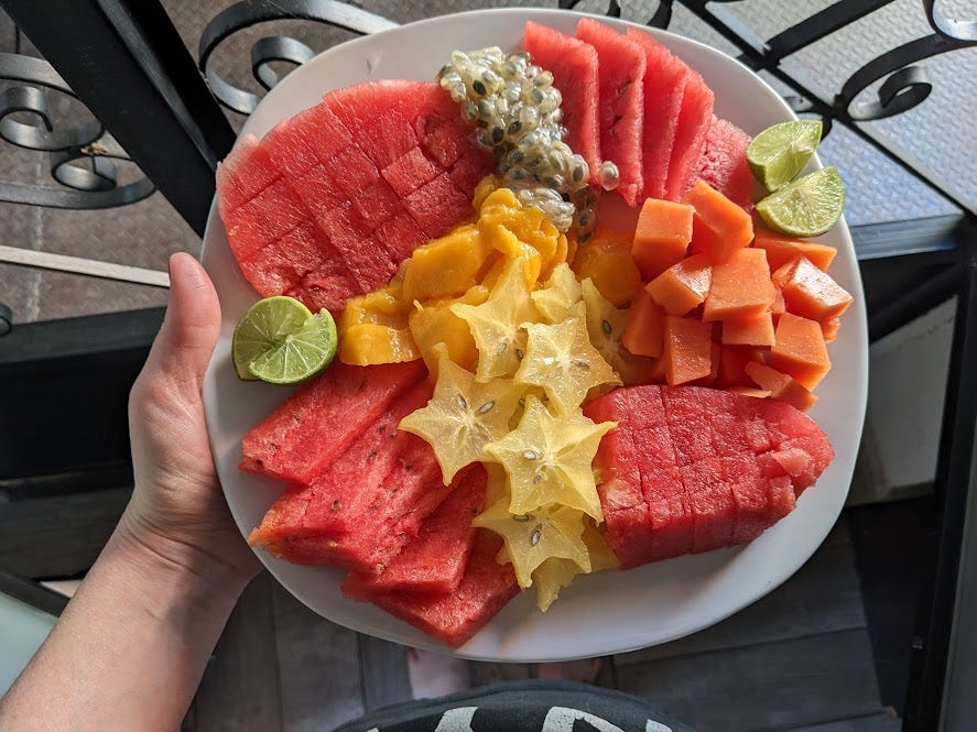 colorful fruit plate in mexico by jules