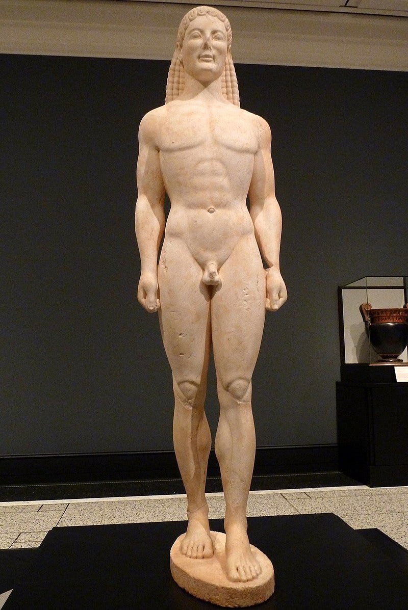 Fichier:Statue of a kouros (c. 530 BCE or modern, Getty Villa  Collection).jpg — Wikipédia