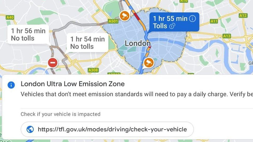 Google Maps warns drivers about emission charges - BBC News