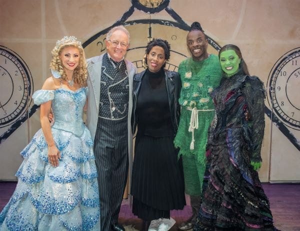 Competition judge Sharna Jackson with members of the Wicked cast Competition judge Sharna Jackson with members of the Wicked cast