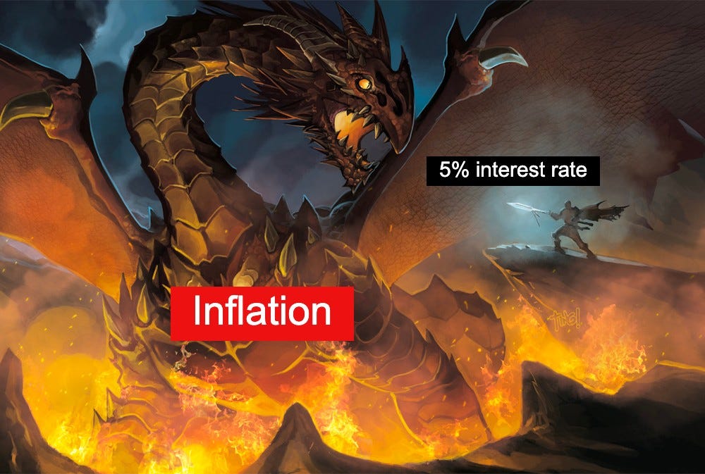 5% interest rate vs Inflation Dragon