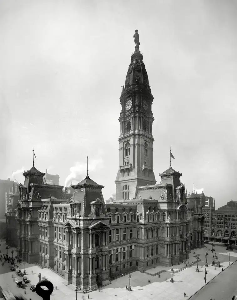 City Hall, Philadelphia's soot-stained City Hall, 1910
