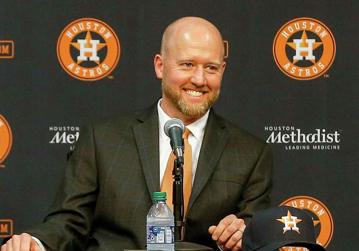 James Click was introduced Tuesday as the Astros’ 13th general manager.