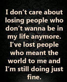 I don't care about losing people who don't wanna be in my life anymore. I've lost people who meant the world to me and I'm still doing just fine.