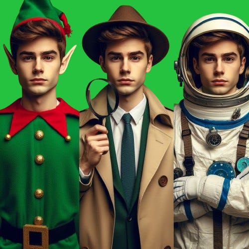 elf, detective, astronaut