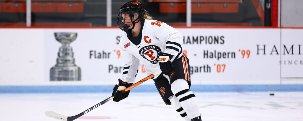 Sarah Fillier skating around during warmups before a game with Princeton University.