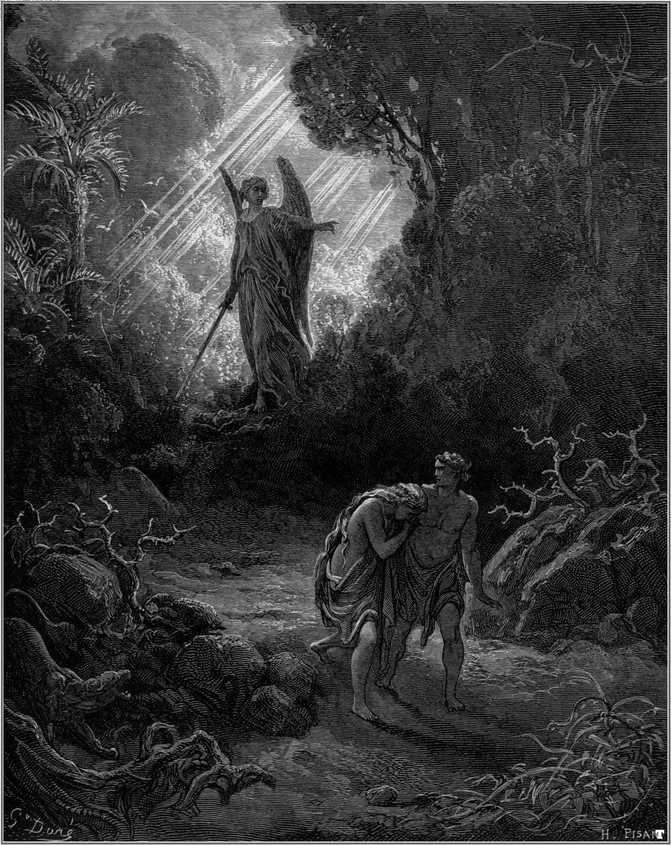 Compilation of a Few Illustrations of Biblical Scenes (The Crucifixion, The  Defeat of the Rebel Angels and the Expulsion of Adam and Eve from the  Garden of Eden) by Gustave Doré : r/Christianity