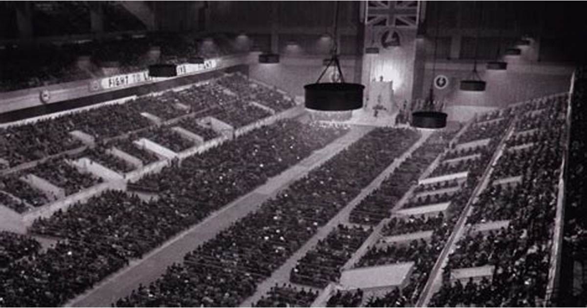 photo from a pro-Nazi meeting in Britain during the 1930s