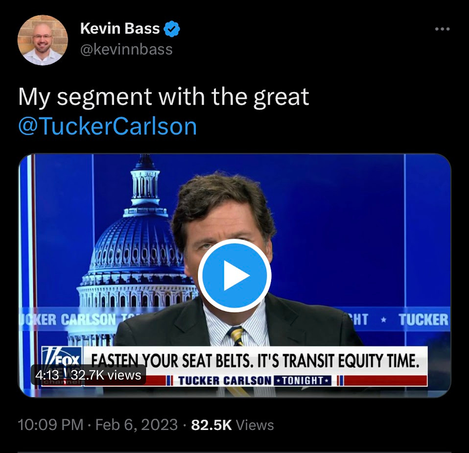 a kevin bass tweet in which he calls hateful bigot tucker carlson a great man