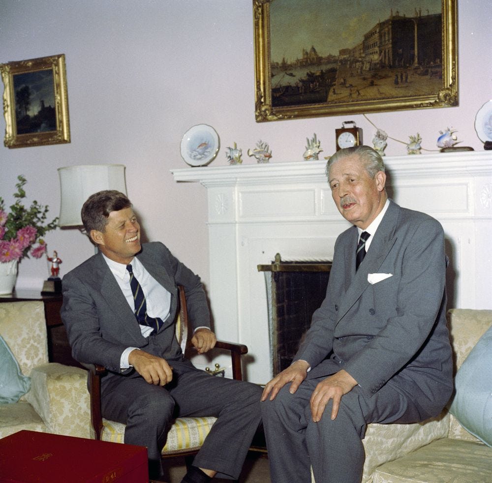 President Kennedy meets with Prime Minister Macmillan inside Government House in Hamilton, Bermuda, 1961