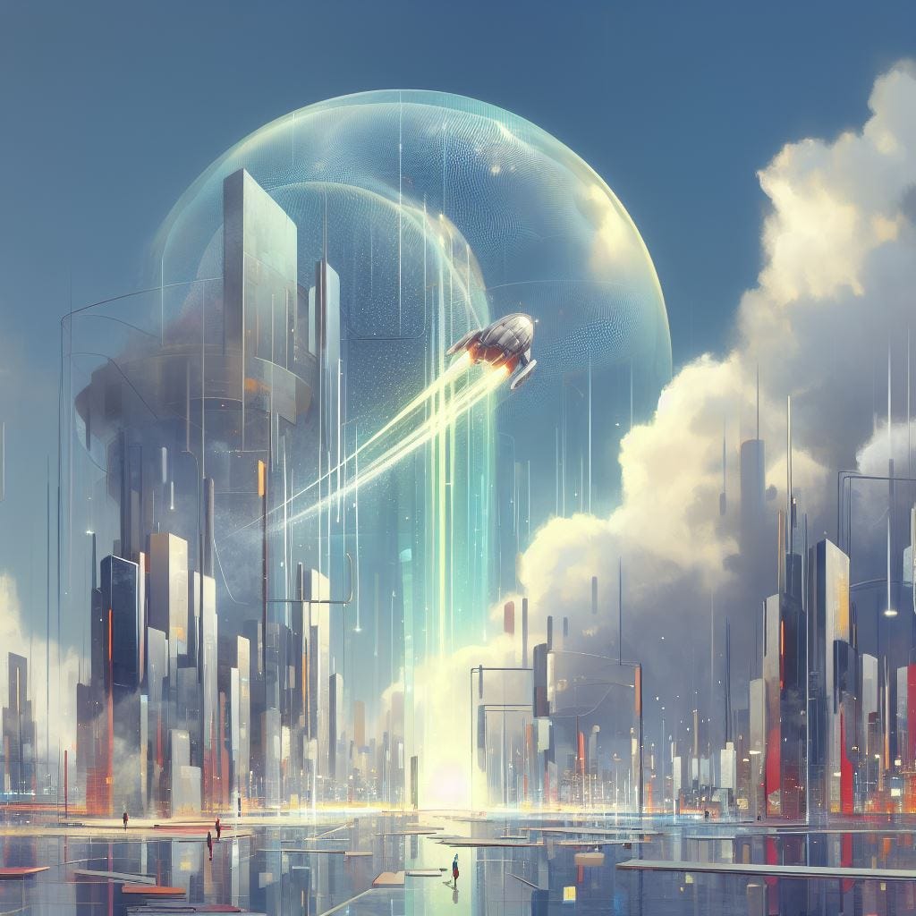 a painting of conceptual art of a futuristic optimistic scene