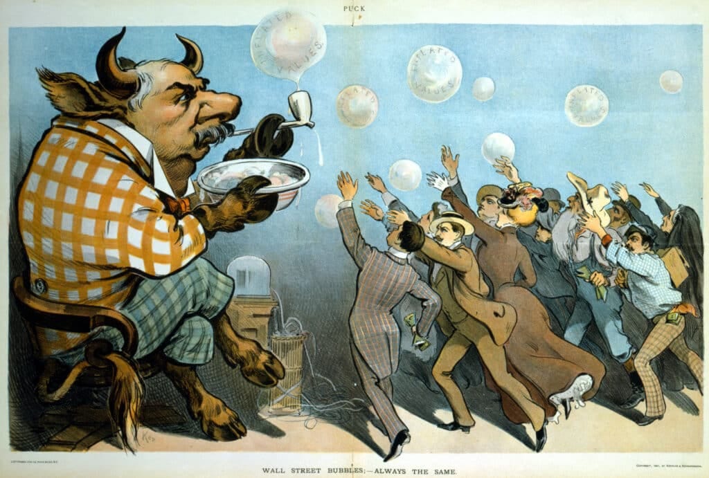 Wall Street Bubbles Cartoon, 1901