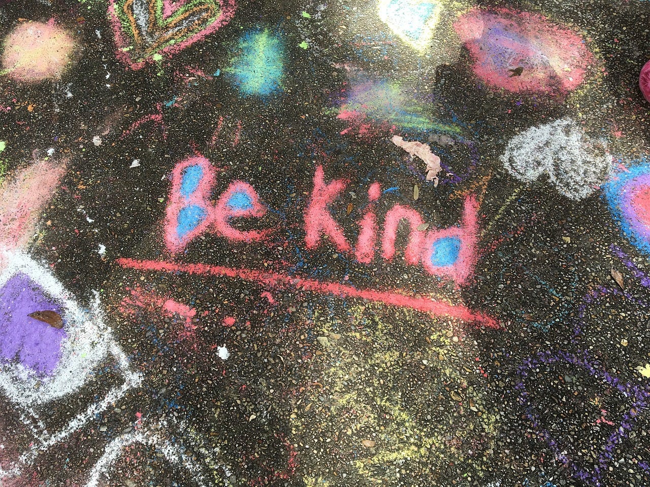 a chalk drawing with the words 'be kind'