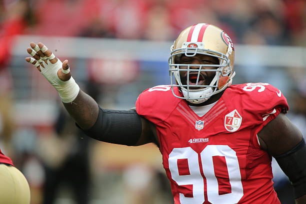 Defensive Lineman Glenn Dorsey of the San Francisco 49ers in action against the New York Jets at Levi's Stadium on December 11, 2016 in Santa Clara,...