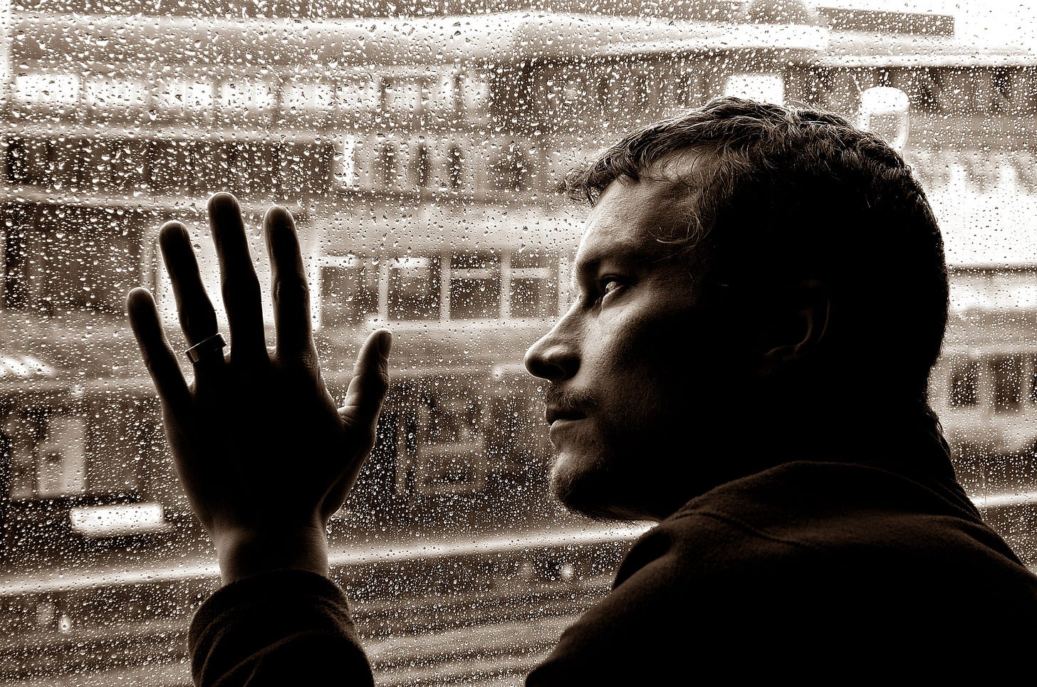 Sad Man And Rain