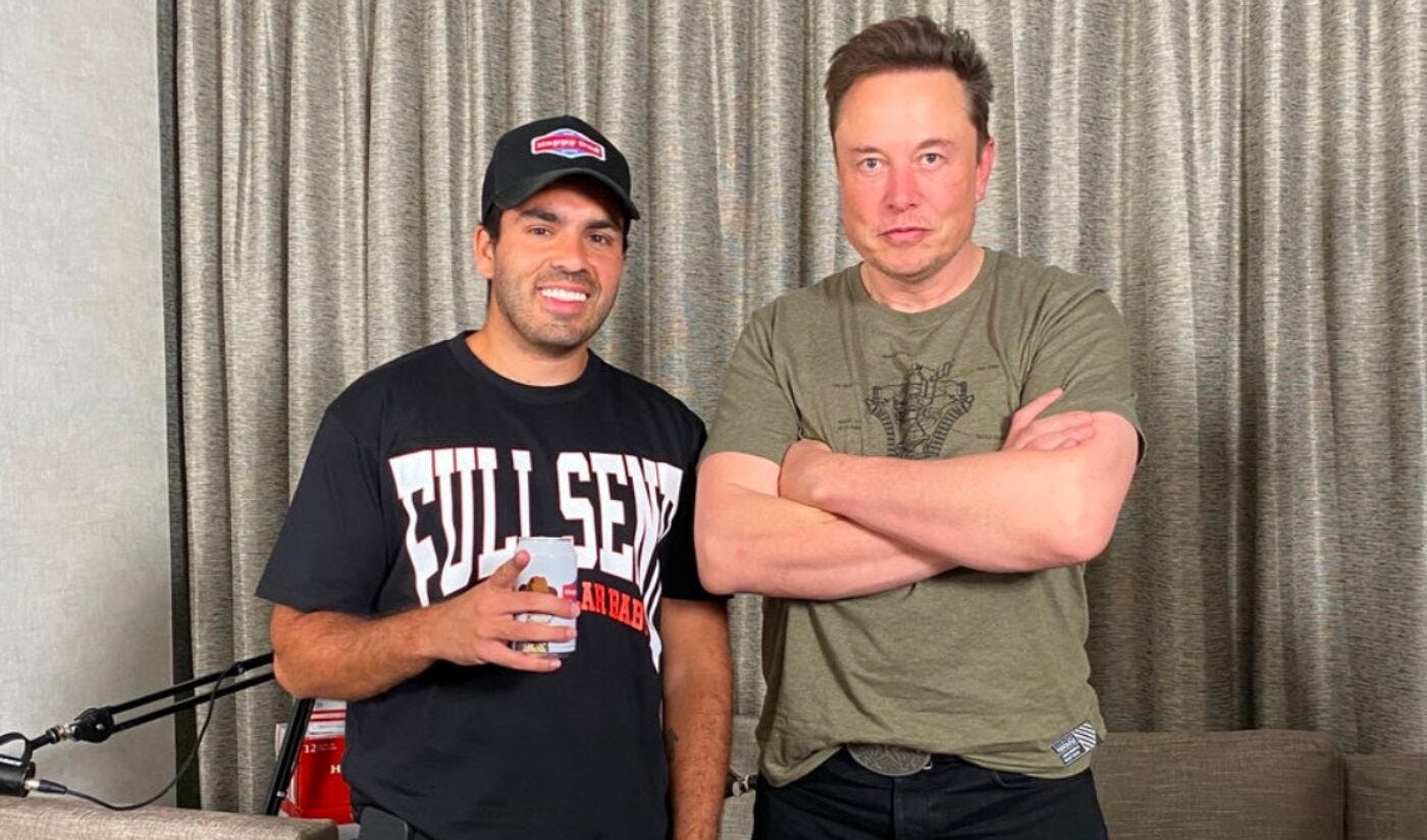 Elon Musk's three-hour appearance on Nelk's Full Send podcast gets 2  million views in less than a day - Tubefilter