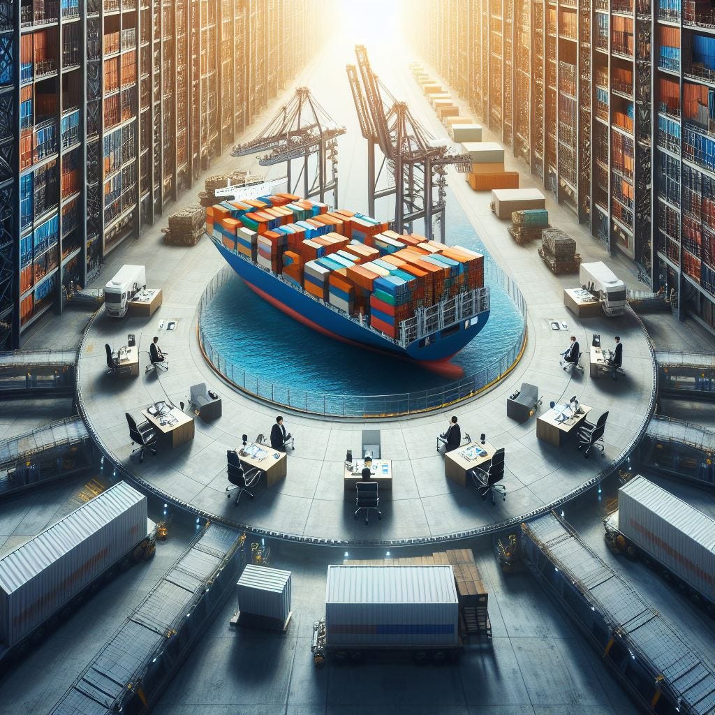 An image of containershipping sector with the correct spelling of the title