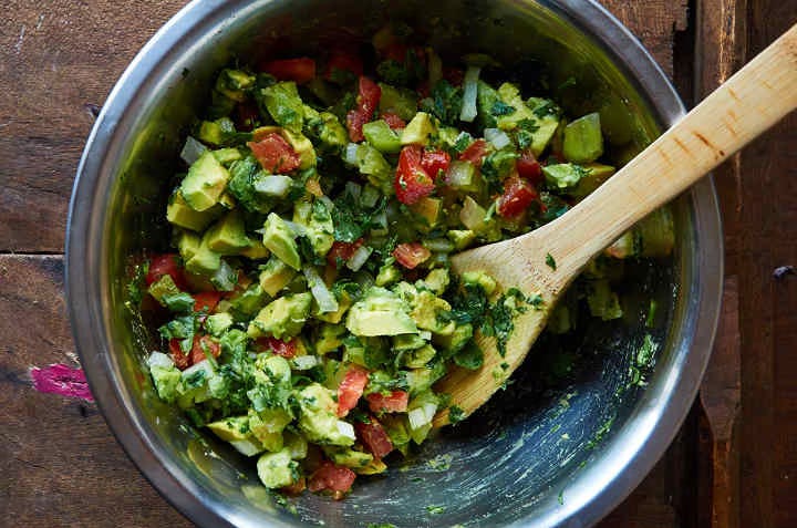 cactus fruit pico de Gallo in mixing bowl