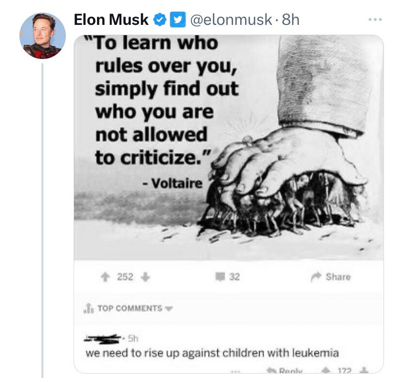 Republicans against Trump on Twitter: "This @elonmusk tweet quoting a  neo-Nazi, and falsely attributing it to Voltaire, has been up for more than  8 hours. Why hasn't @CommunityNotes slapped a correction label
