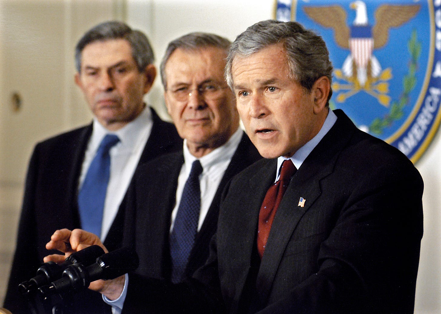 President George W. Bush, right, was back at the Pentagon on Sept. 17, 2001, to meet President George W. Bush, right, was back at the Pentagon on Sept. 17, 2001, to meet