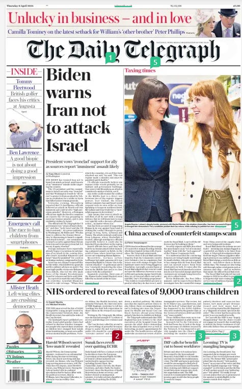 NHS ordered to reveal fates of 9,000 trans children The Daily Telegraph11 Apr 2024By Daniel Martin and Michael Searles THE NHS must reveal the fate of 9,000 transgender young people treated by the controversial Tavistock clinic, the Health Secretary has said in the wake of the Cass Review. The landmark report published yesterday found adult gender clinics had refused to disclose whether transgender people who started their treatment as children later changed their minds about transitioning, or went on to suffer serious mental health problems. Victoria Atkins, the Health Secretary, met Amanda Pritchard, the chief executive of NHS England, yesterday to tell her “nothing less than full cooperation by those clinics in the research is acceptable”. Writing in The Telegraph, Ms Atkins says she has had enough of “a culture of secrecy and ideology over evidence and safety”. The Cass Review called for an end to the prescribing of powerful hormone drugs to under-18s and warned that under-25s should be cared for with “extreme caution” and not hurried down a medical pathway. Ms Atkins says that she expects private clinics to also follow these recommendations, and is looking into ways the Department for Health and Social Care can block doctors abroad prescribing puberty blockers to children in Britain. The Telegraph understands that NHS England has now written to the chief executives of the hospital trusts that operate the adult clinics demanding that the data is handed over as well as instructing an end to appointments for under-18s. The health service will also undertake an external review of all its transgender services. The review, led by Dr Hilary Cass, a paediatrician, said that the lack of “robust data” on what has happened to the 9,000 children who were treated by the gender clinic at the Tavistock between 2009 and 2020 was “unacceptable”. Those children then went on to continue their treatment at adult clinics. Research led by the University of York had been due to look at the longterm outcomes of children treated by the Tavistock. It was expected to provide insights into the clinic’s work, including the number treated with puberty blockers and cross-sex hormones, how many people detransitioned and how many had a “co-occurring mental health diagnosis” or a “diagnosis of autistic spectrum disorder”. The review had been given the power to access medical records. Dr Cass told the NHS it was “hugely disappointing” that the clinics would not engage in research that would help to inform the future treatment of children who believe they are transgender. THE final report of Dr Cass’s review is an historic moment for our understanding of how to care for children who are struggling with difficult questions about who they are. I am hugely grateful to Dr Cass’s dedicated team for their detailed and considered work on such a contentious area of healthcare. I commend those brave voices who spoke up to raise the alarm about how treatment was diverging so far from guidance – a culture of secrecy and ideology over evidence and safety. Today, I’m saying “enough”. We simply do not know the life-long impact of these medical interventions on young minds and bodies to be clear that they are safe. We’ve also seen a marked change in the age and sex of those seeking help. I am greatly troubled by the rapid rise in the referral of teenage girls and the stressors that Dr Cass highlights such as social media and degrading pornography. Action is already being taken to protect our children. NHS England is stopping children under 18 from being seen by adult gender services with immediate effect. This builds on progress made earlier this year to end the routine prescription of puberty blockers at the new regional services. An urgent update on cross-sex hormones clinical policy must now follow. I have written to the Chief Executive of NHS England to seek assurance on this and the need for swift delivery across Dr Cass’s recommendations. I want to ensure we prioritise continuity of care and support up to the age of 25 with a follow-through service for young people at a potentially vulnerable stage in their journey. It is disgraceful that adult gender clinics have not co-operated with the vital University of York research to link data on children at the Tavistock so that we can understand their journey. This Government took the unprecedented step of changing the law to make this possible. There can be no further delay on their full participation. I know that NHS England will use all the powers at their disposal to compel this if they have to. I am clear in my expectation that private providers must fall in line too. I have instructed officials to work on changes to close down routes that allow puberty blockers and cross-sex hormones to be prescribed to children for gender dysphoria from abroad. We need clinicians from across disciplines in the NHS to come together in the new services to build better, more holistic care teams. Teams that treat the whole child and all of their needs. Children and young people must have healthcare that is caring and careful. Their safety and well-being comes before all else. I’ll do everything I can do deliver on these changes. Article Name:NHS ordered to reveal fates of 9,000 trans children Publication:The Daily Telegraph Author:By Daniel Martin and Michael Searles Start Page:1 End Page:1